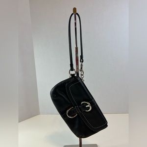Coach Wristlet Black Leather with Purple Lining